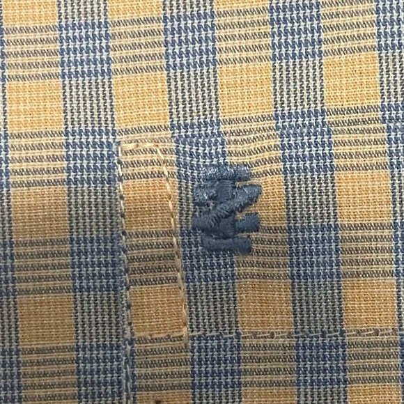 IZOD Men's Blue/orange Checkered Shirt. Size large. - Picture 4 of 6